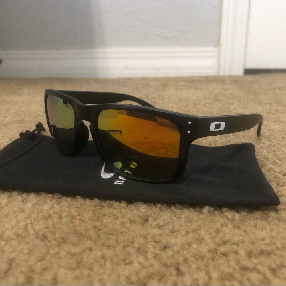 Oakley Holbrook Gold Reflective Sunglasses 9102 Matte Black - Picture 7 of 10